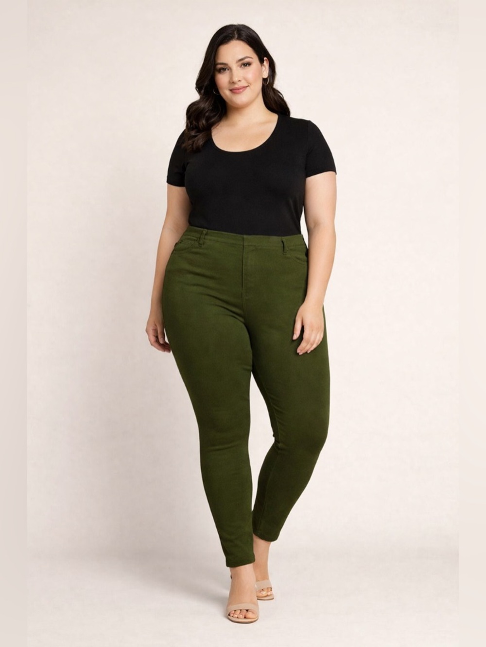 Terra & Sky Olive Green Ponte Pants - 3X